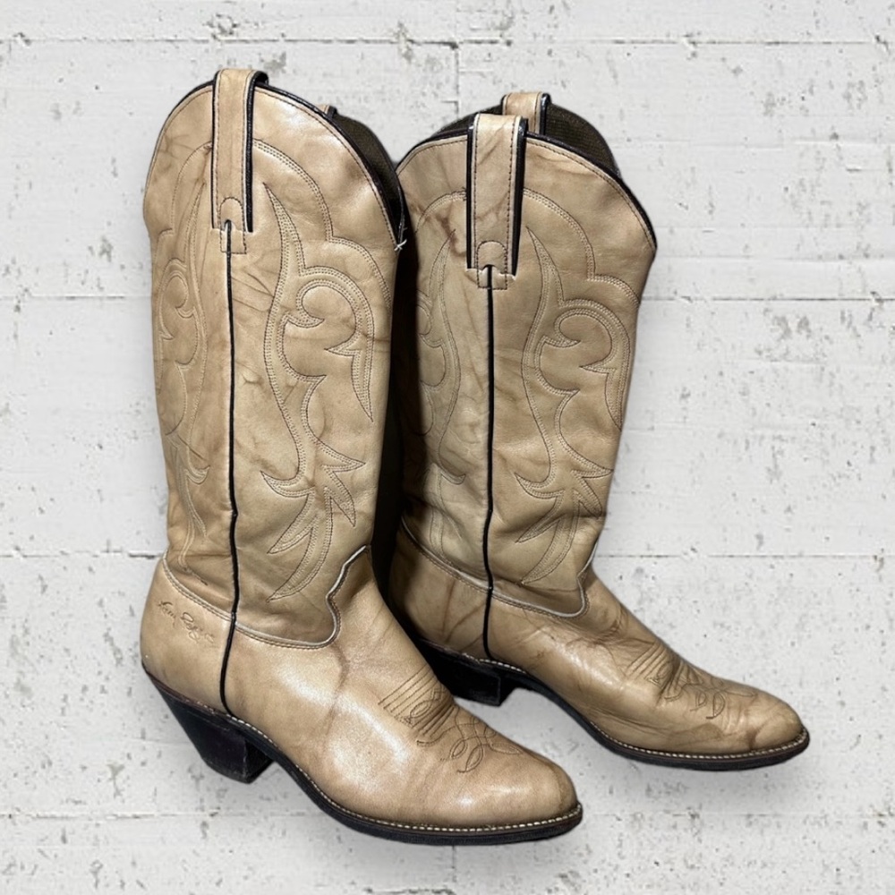 Vintage Kenny Rogers Western Leather Cowboy Boots